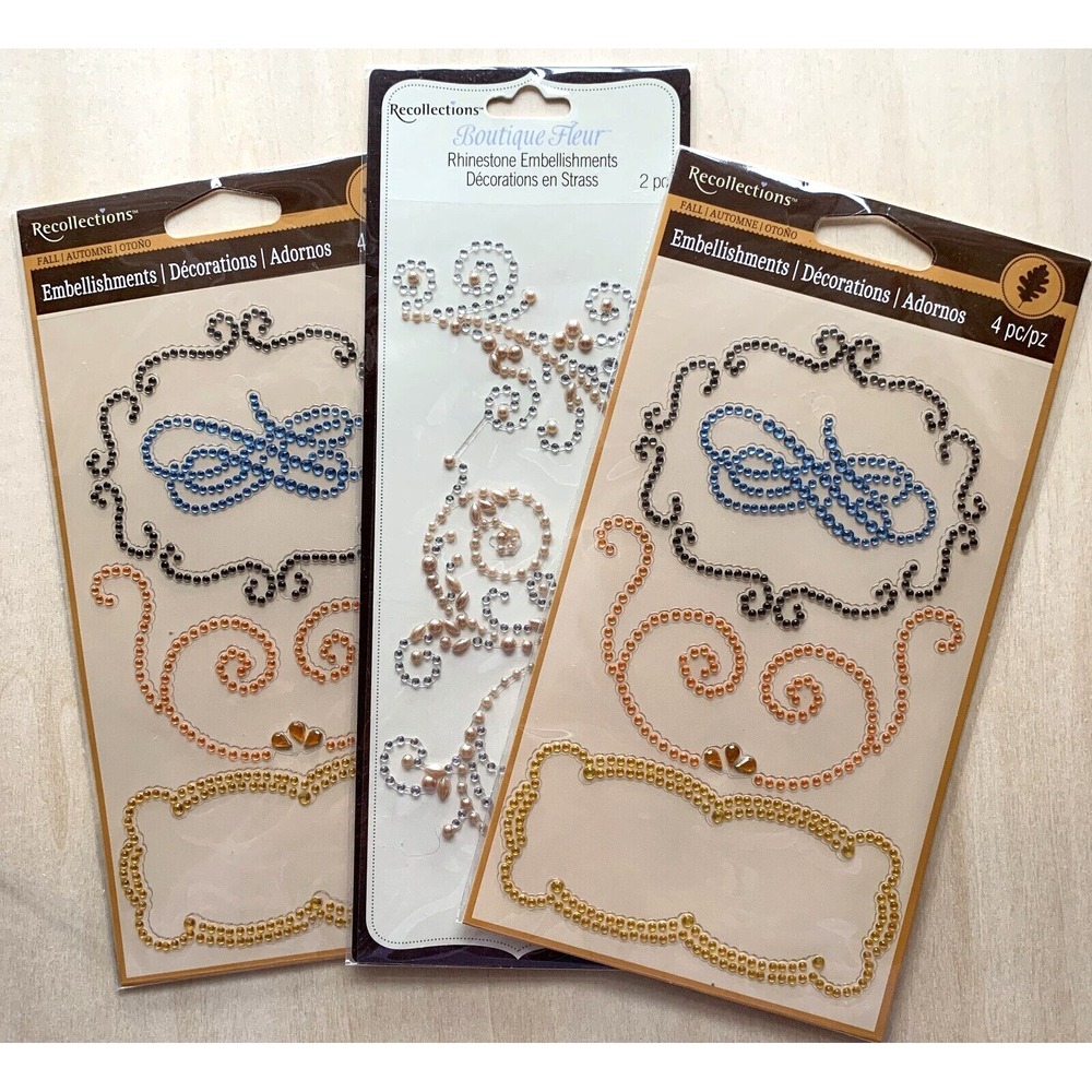 Recollections Rhinestone Embellishments Scrapbook LOT of 3 Sealed Boutique Fall